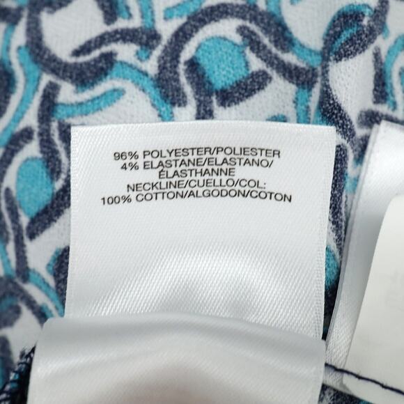 Pappagallo Top Womens Small Blue White Trimmed Neck Tunic Blouse Stretch Knit - Picture 11 of 13